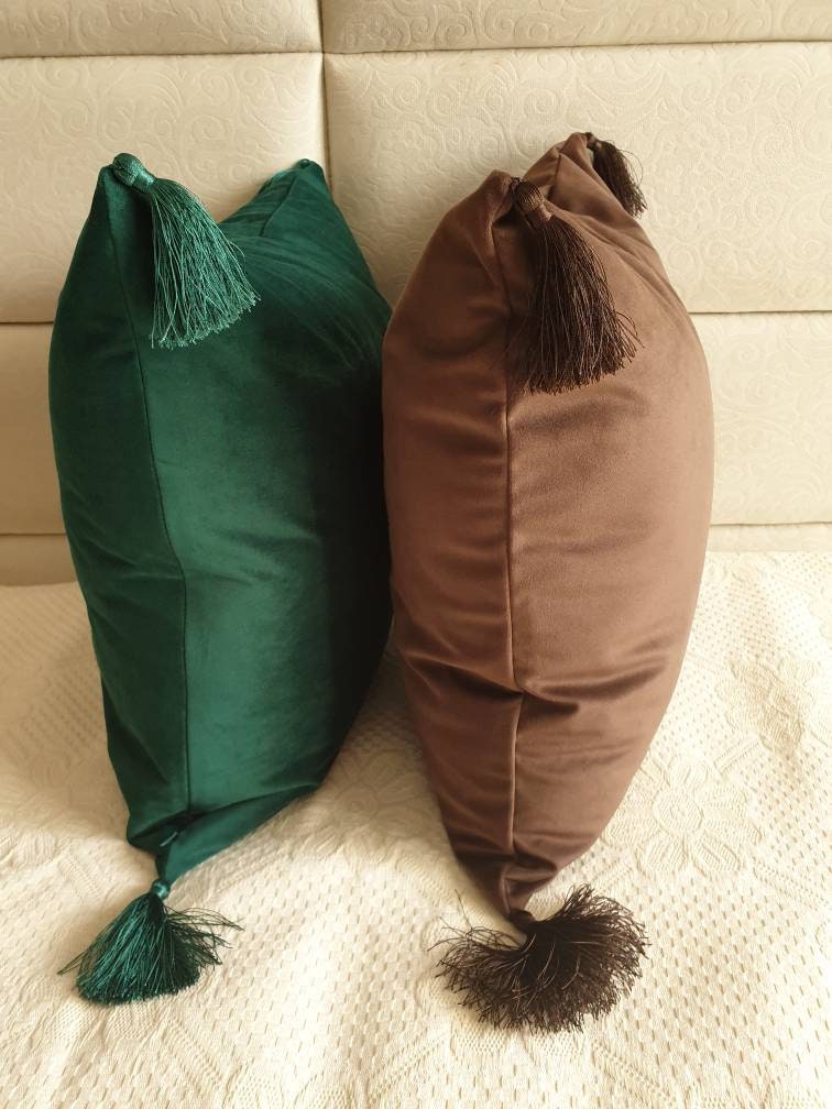 Brown Pillow Covers With Tassels Chocolate Pillow Cases Etsy