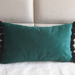 Emerald Green Pillow Cover Lumbar Beaded Throw Pillow Cover Emerald green