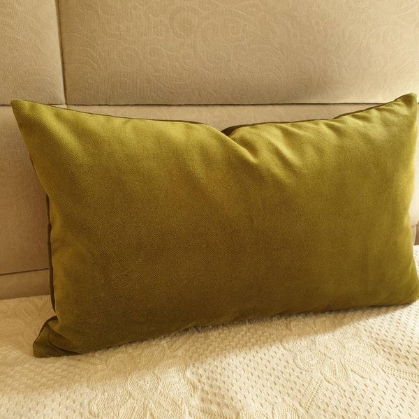 Chartreuse Pillow Cover, Lumbar Pillow Case, Olive Green Velvet Pillow, Green Throw Pillow, Chartreuse Pillow, Avocado Throw Pillow