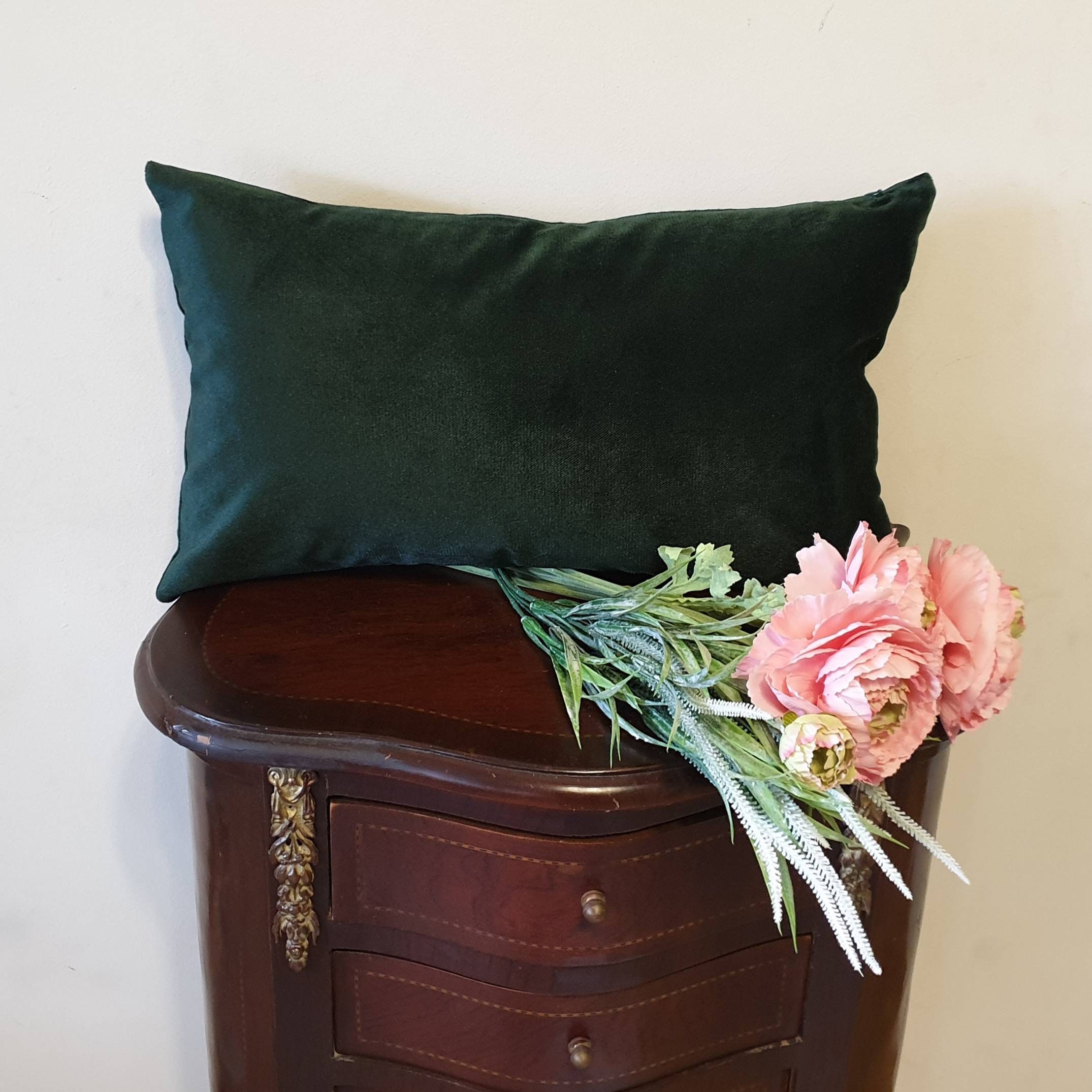 Forest Green Pillow Cover Lumbar Pillow Case Dark Green Etsy