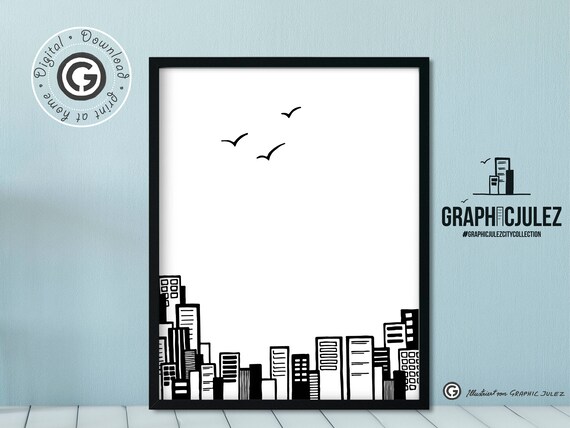 Graphic Julez City Poster Hochformat Original Artwork City Etsy