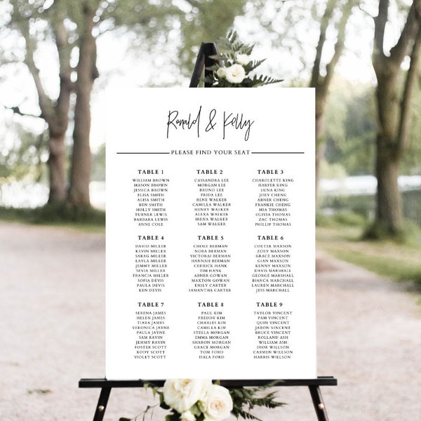 Personalized seating plan|Seating Chart on 5mm Foam Board |Find your seat board |Custom Wedding sign