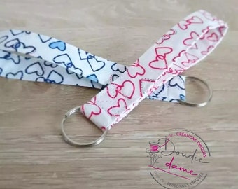 Heart key ring, Valentine's Day gift, gift for her, gift for him, organic fabric key ring cord, centerpiece gift, bag charm