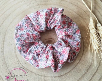 Chouchou coton biologique, scrunchie, accessoires cheveux, cadeau femme, fête des mères, chouchou fleuri liberty, chouchou rose femme/enfant