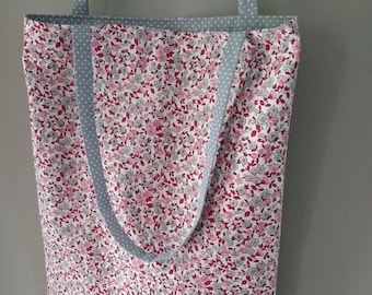 Girl's tote bag, Liberty style floral fabric bag, romantic spirit, nursery school bag, library bag, birthday, girl's Christmas gift