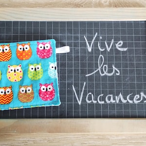 Lingettes pour ardoise scolaire, chiffon ardoise, éponge ardoise, effaceur ardoise, lingette enfant lavable, lingette hibou, chouette
