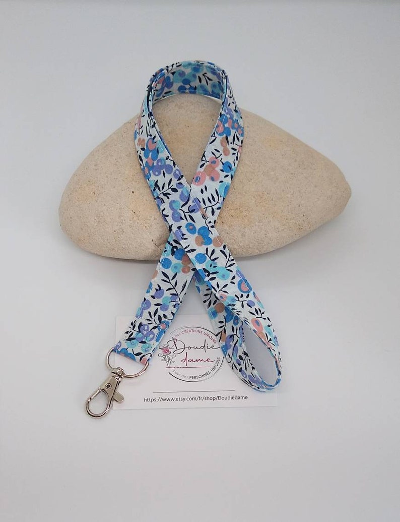 Nurse neck strap, caregiver, caregiver badge holder, pediatrician, wrist strap, neck strap, telephone cord, Mother's Day gift Champêtre bleu