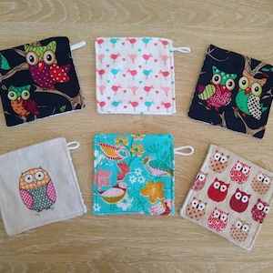 Lingettes pour ardoise scolaire, chiffon ardoise, éponge ardoise, effaceur ardoise, lingette enfant lavable, oiseaux, chouettes, Hibou