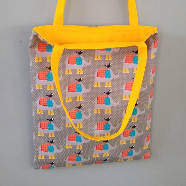 Tote bag enfant, sac tissu enfant, école maternelle, sac bibliothèque, sac éléphant, savane, anniversaire enfant, cadeau Pâques enfant