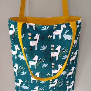 Waldtier-Stofftasche, Kinder-Einkaufstasche, Kindergarten-Schultasche, Bibliothekstasche, Schwimmbadtasche, Rehtasche, Hase, Weihnachtsgeschenk für Kinder