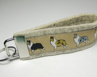 Felt keychain beige COLLIE / SHELTIE