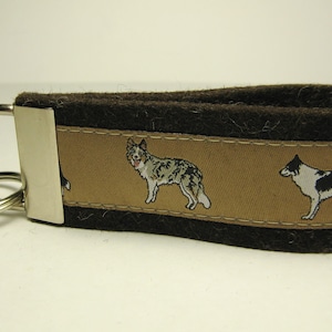 Schlüsselanhänger aus Filz dunkelbraun - BORDER COLLIE