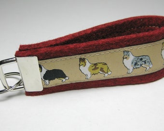 Felt keychain red COLLIE / SHELTIE