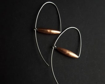 Copper + ecosilver arc earrings 100% recycled silver