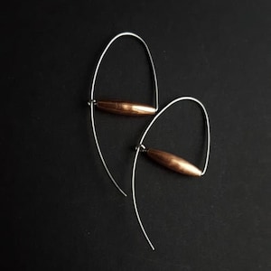 Boucles d'oreilles arc en cuivre + argent écologique 100 % argent recyclé