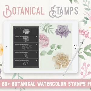 Procreate Stamps Botanical Watercolor Brushes Floral Leaves - Etsy