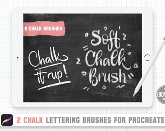 Procreate Chalk Lettering Brushes, Chalk Font Procreate, Ipad Pro, Digital Planner, Chalk Hand Lettering Digital Calligraphy, Chalkboard