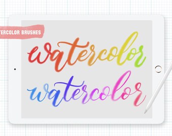 Procreate Watercolor Lettering Brushes, Watercolor Font Procreate, Ipad Pro, Digital Planner, Watercolor Hand Lettering Digital Calligraphy