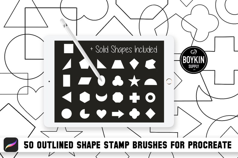 Procreate Shape Stamps, Essential Shape Brushes Stams Procreate