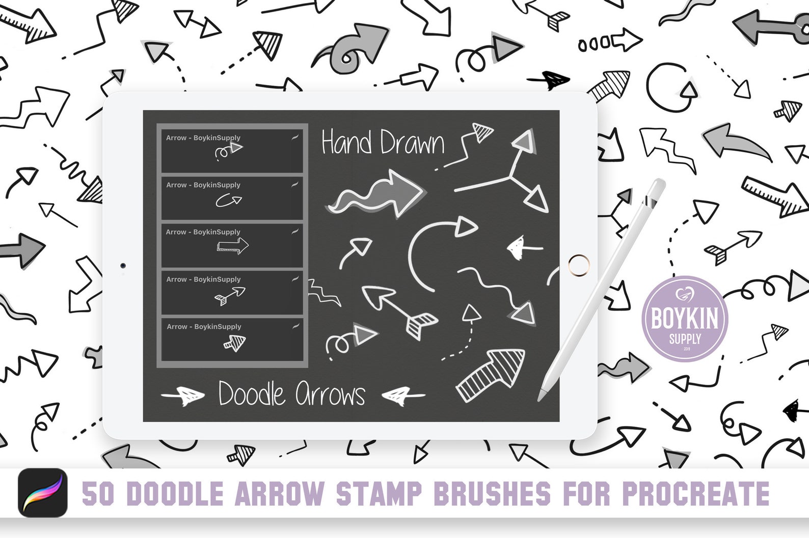 Procreate Stamps Arrows Doodle Brushes Arrow Hand Drawn Etsy
