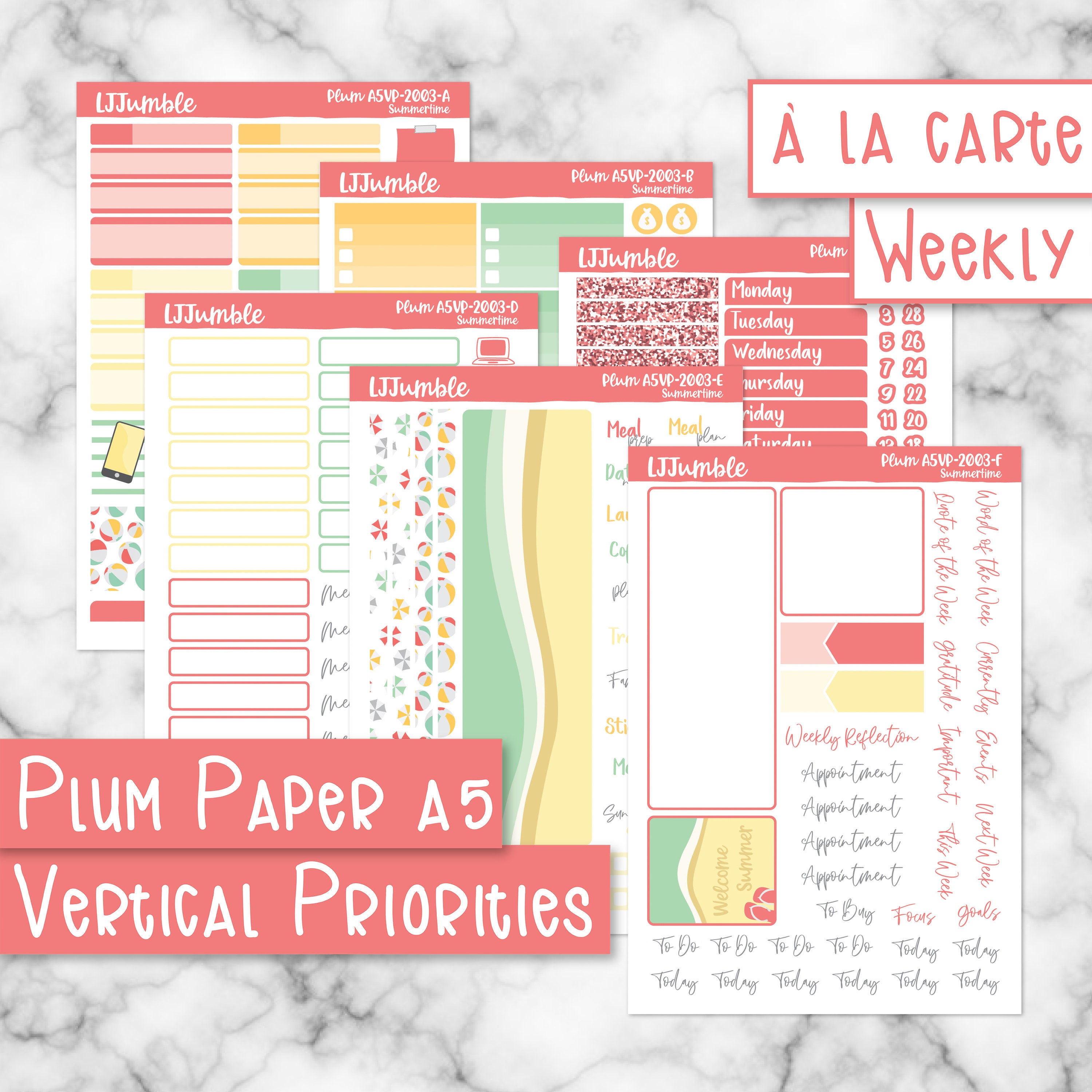 Stickers Paper 49 Nautical Summer Plum Paper Vertical Planner Weekly ...
