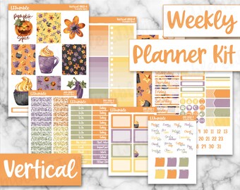 Pumpkin Spice-2018 Weekly Planner Sticker Kit7x9 Vertical Planner LayoutDecorative Stickers
