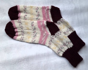 Chaussettes en laine pour femme taille 37/38 tricotées à la main