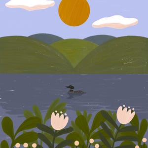 Loon Lake Fine Art Print - Nature Wall Decor - Handmade Nature Inspired Artwork