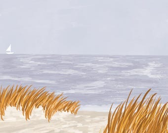 Coastal Granddaughter Dreams - Misty Beach Serenity Art Print