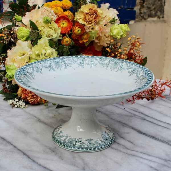 Compotier vintage Wilbup, faience Moulins des Loups et Hamage // Fruit stand