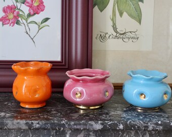 Set of 3 ceramic vases / candy boxes, 1960