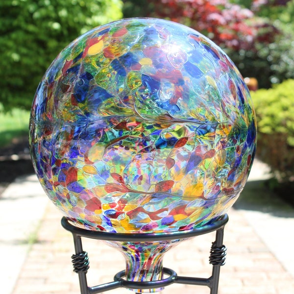 Glass Gazing Ball "Transparent Multi-Color" 12 Inch