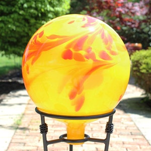 Glass Gazing Ball &quot;Yellow/Orange&quot; 12 Inch