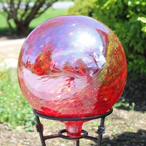 Glass Gazing Ball &quot;Garnet Red Iridescent&quot; 12 Inch