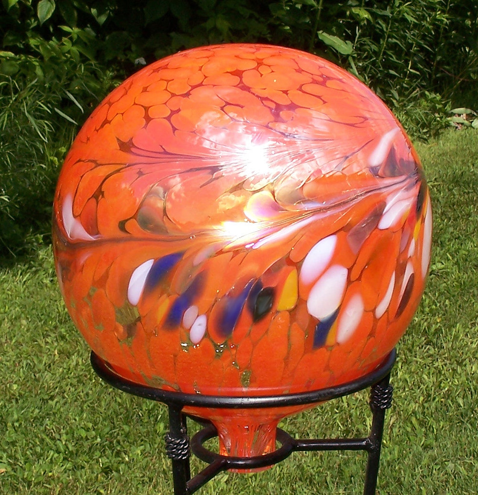 Circus Orange Gazing Ball Glass 12 Inch Diameter Etsy