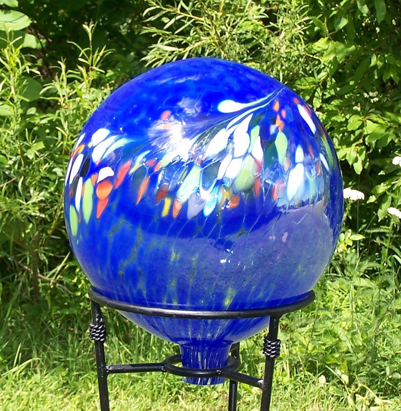 Circus Blue Gazing Ball Glass 12 Inch Diameter Etsy