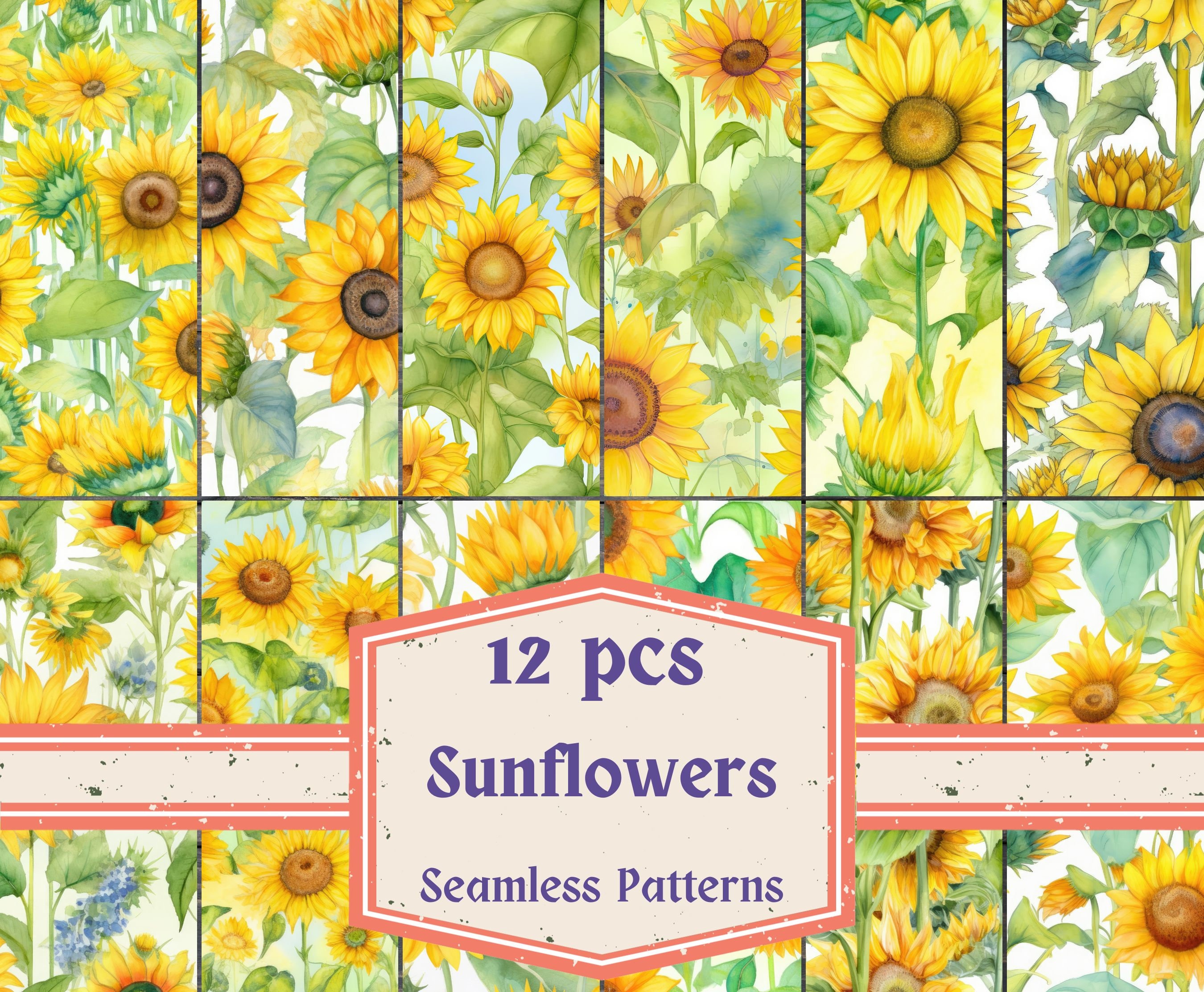 Seamless Digital Paper Sunflowers Vintage Patterns Etsy
