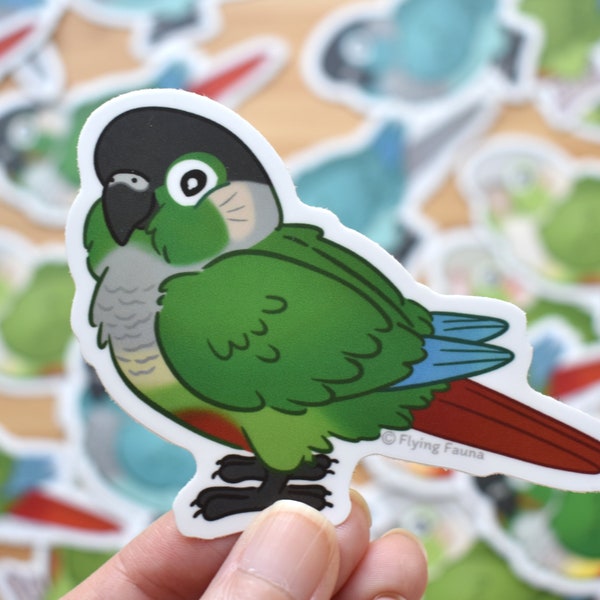 Sticker conure à joues vertes, Sticker résistant à l'eau, Stickers en vinyle mat, 3,2 x 2,5 pouces, Stickers pour bouteille d'eau, Stickers pour ordinateur portable