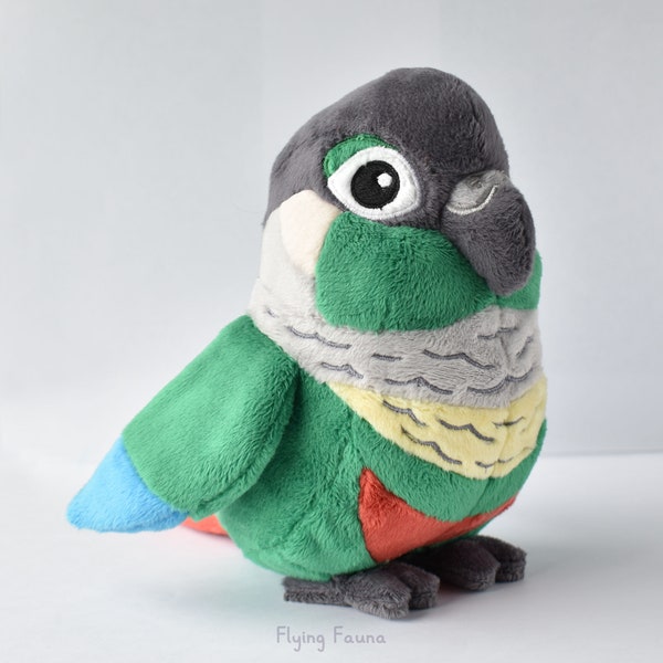 Green Cheeked Conure Plush, Conure Plush, Bird Lover Gift, Parakeet, Kawaii Bird Plush, Handmade Stuffed Animals, Pet Bird, Small Parrot