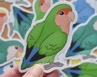 Lovebird Sticker, Peach-faced, Water Resistant Sticker, Matte Vinyl Stickers, Stickers for Water bottle, Stickers for Laptop