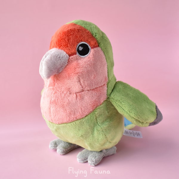 Peach-faced Lovebird Plush, Rosey faced Lovebird Plush, Bird Lover Gift, Kawaii Bird Plush, Handmade Stuffed Animals