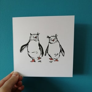 Carte Pingouin, Carte avec pingouins, pingouins pour toujours, Carte d’anniversaire Pingouin, Carte de mariage, Carte d’anniversaire, Carte des meilleurs amis, besties, bff