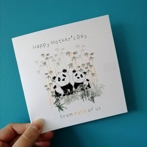 Bonne fête des mères de notre part, carte pour maman, maman, carte panda, carte de bonne fête des mères de notre part, dimanche des mères, carte des enfants
