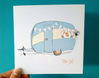 New Home Caravan Card, new home card, new house house warming card, caravan gift, campervan card, camper van, caravan club, camping glamping