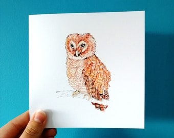 Owl Card, Owls card, Happy birthday card, birthday, wildlife, birthday card, wild life, wildlife card, bird art, birds, doodle keg