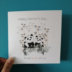 Carte Bonne fête des pères de nous deux, carte Bonne fête des pères de nous deux, carte panda, pandas, carte fête des pères, carte personnalisée