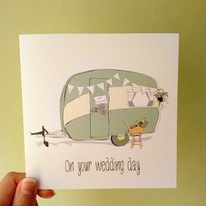 Carte de mariage, carte de caravane de mariage, jeunes mariés, carte de célébration, le jour de votre mariage, cadeau de mariage, cadeau de mariage, camping-car