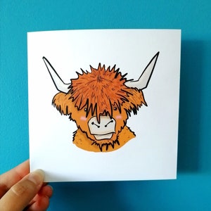 Carte de vache des Highlands, cadeaux de vache des Highlands, carte de vache, carte de mariage personnalisée de vache des Highlands, impression de vache des Highlands, carte d'anniversaire de vache des Highlands