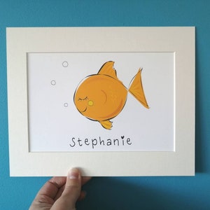 Goldfish print, personalised goldfish print, new baby gift, nursery wall art, nursery decor, ocean nursery, wall art, gold fish gift