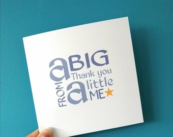 Big thank you from a little me card, thank you card, thanks so much, card to say thank you, teacher thank you card, thank you note